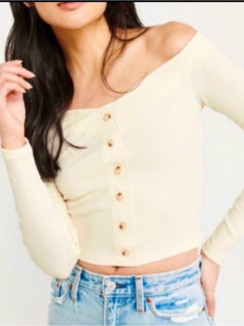 Abercrombie & Fitch off the shoulder Y2K style long sleeve